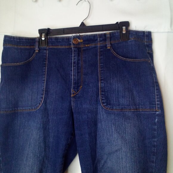 Gloria Vanderbilt Capri Jeans Women 16W Roll Cuff Hem Big Pockets Blue - Picture 3 of 13